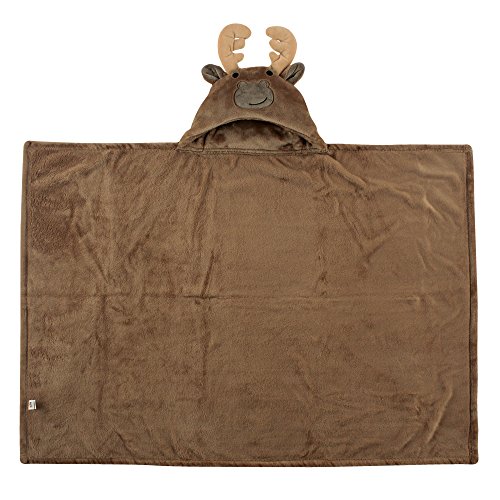 Image of Hudson Baby Unisex Baby and Toddler Hooded Animal Face Plush Blanket, Moose, One Size