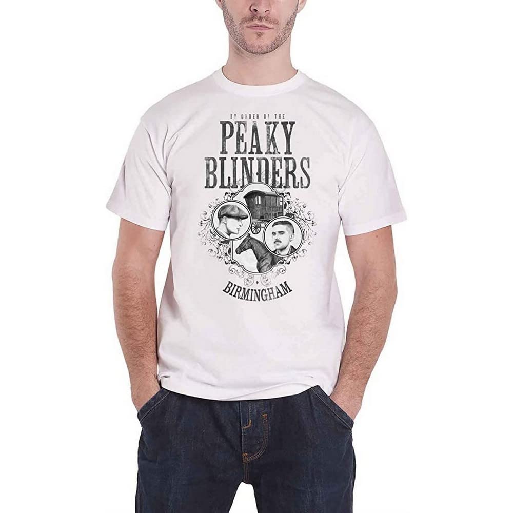Official T Shirt Peaky Blinders Shelby Brothers 'Horse & Cart' White L