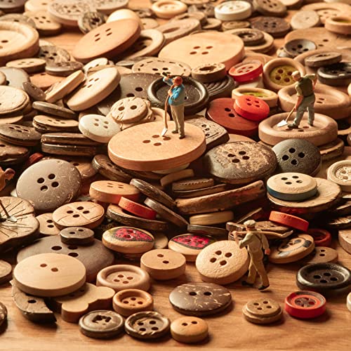 Bedeone 750-800 Pcs Wooden Buttons For Crafts, Vintage Buttons For Sewing, Craft Buttons For Decor, Mixed Sizes Assorted Buttons For Crafts& Sewing #TOP6