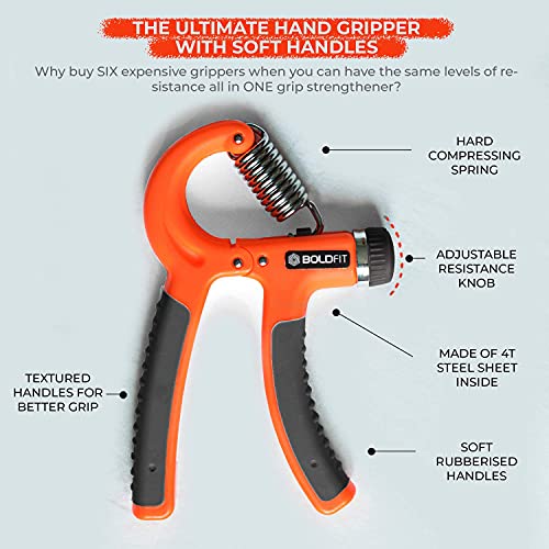 Image of Boldfit Resistance Band Set, Multicolor, L & Heavy Resistance Band for Exercise & Stretching & Hand Grip 10kg to 60kg Adjustable Strengthener, Hand Gripper for Gym Workout & Home Use (Orange)