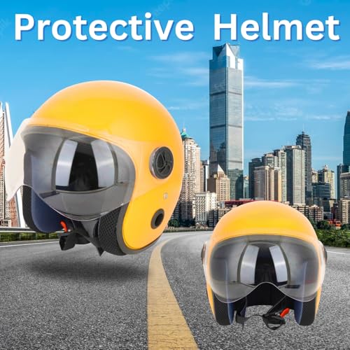Image of Sage Square Cruiser Open Face Helmet | ISI Certified | Clear Visor | Soft Inner Padding | Designed for Comfort & Style (Yellow Glossy)