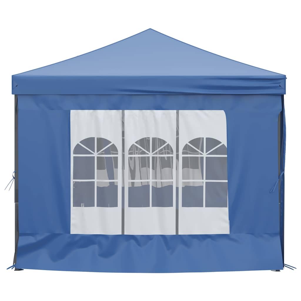 Faltbarer Pavillon Partyzelt blau 3x6 m mit Seitenwand, 210D Oxford-Gewebe mit Silberbeschichtung, Stahlgestell, UV Schutz, wasserdicht, für Garten Terrasse Outdoor Camping Event Grillen