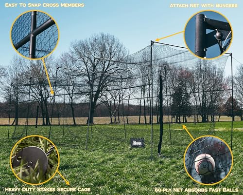 Murray Sporting Goods Baseball/Softball Batting Cage - 40 Ft | Stand Alone Net or Frame with Net (Batting Cage Frame w/Net - 40 Ft)