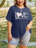Plus Size Baseball Shirts Women Baseball Mom Shirt Heart Graphic Baseball Tee Summer Softball Short Sleeve Tops (2-5X)