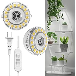 SANSI Puck Grow Lights for Indoor Plants,10W 2-Head LED Plant Lights | Full Spectrum Plant Lights for Indoor Growing, Stick On Grow Lights, ON/Off Switch No Timer, Ceramic Tech