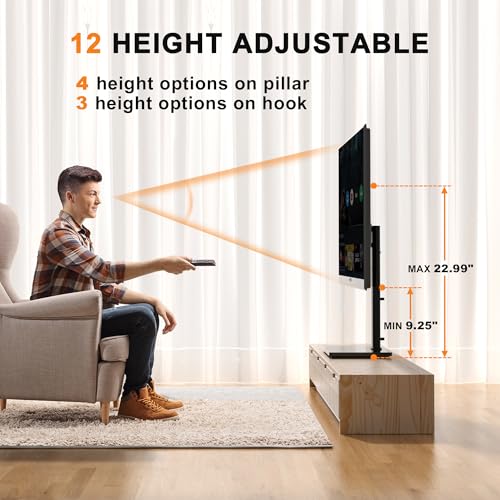 Image of XINLEI Universal Swivel TV Stand Base Table Top TV Stand for 32-75 Inch TVs 60 Degree Swivel, 12 Height Adjustable Monitor Mount Stand, Max VESA 600x400mm,Holds up to 99lbs TS204