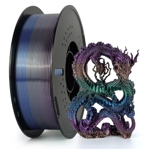 Kingroon Silk PLA Filament 1.75mm Rainbow Color Changing Filament 3D Printer Filament 1kg Dimensional Accuracy ±0.03mm,F