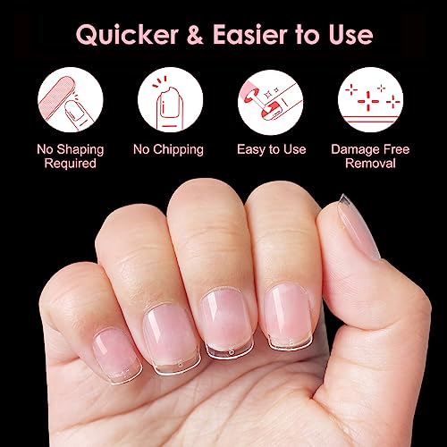 Sinokame 600Pcs Extra Short Xxs Square Gel Nail Tips, Small Petite Pre-Etched Full Cover Fake Nails For Short Nail Beds, Extra Short Squoval Clear Press On Glue On Acrylic Nails Extension,12 Sizes #TOP2