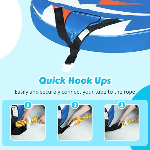 MUPATER Towable Tube for Boating, 3-Person Riders Inflatable Towable Tubes with Deck Seats and Backrest, Dual Tow Points, Full Nylon Cover and Speed Safety Valve