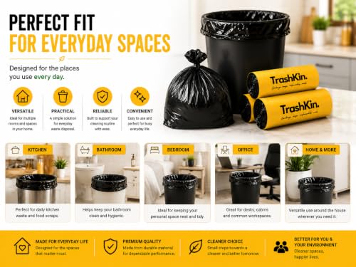 Image of Garbage Bags Medium 19x21 Inches, 30 Bags, Black, 1 Rolls