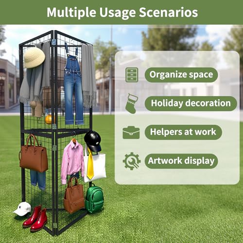 DEYEGELEA Faltbare Gitterwand-Präsentationstafel – 3 Stück 60 x 152 cm, robuste Z-Einheit, Drahtgitter-Wandpaneele für Einzelhandel, Messen, Pop-Up-Shop, vielseitiges Merchandiser-Display