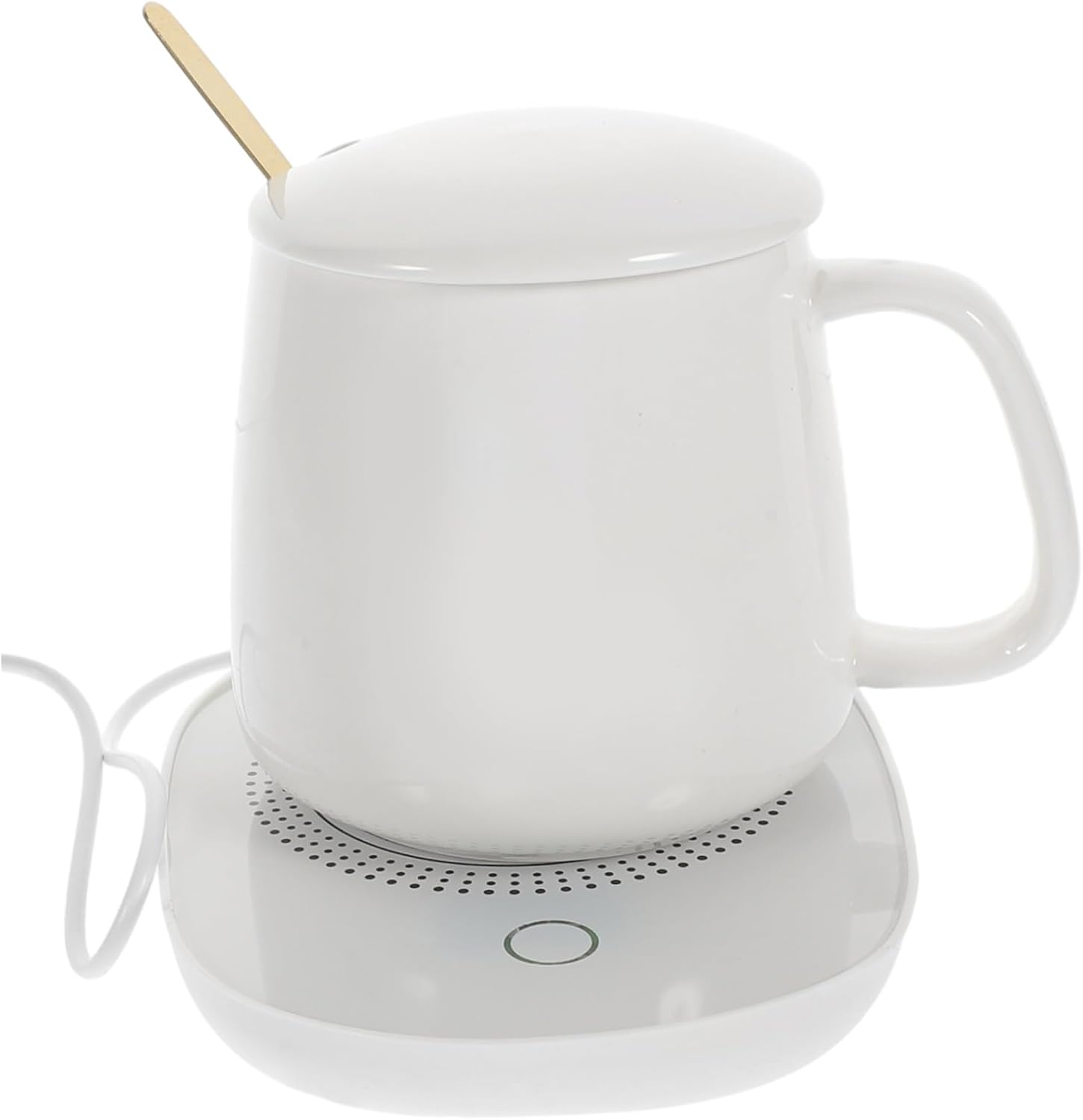 BESPORTBLE Electric Mug Warmer and Ceramic Cup Warmer 55℃ Thermostatic Heating, USB Gravity Sensor, Beige for Home Use and Milk Heating