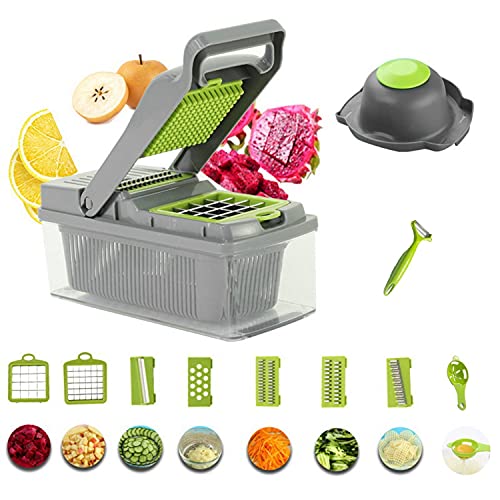 Ninevi 9 en 1 Rebanador de Verdura ， Multiusos Utensilios de Cocina para Vegetales ，cortador calabacin espagueti ，cortador de patatas ，rallador verduras