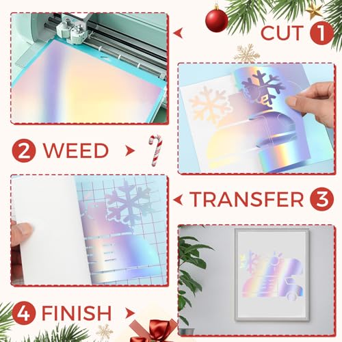 Image of IModeur Holographic Permanent Vinyl - 12 inch x 8 FT Permanent Adhesive Vinyl Roll for Cup Deco, Party Decoration, Sticker.