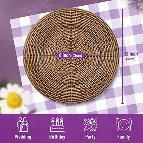 Platos Decorativos Rústicos de Plástico Faux Rattan 13" Set 6 miniatura 3