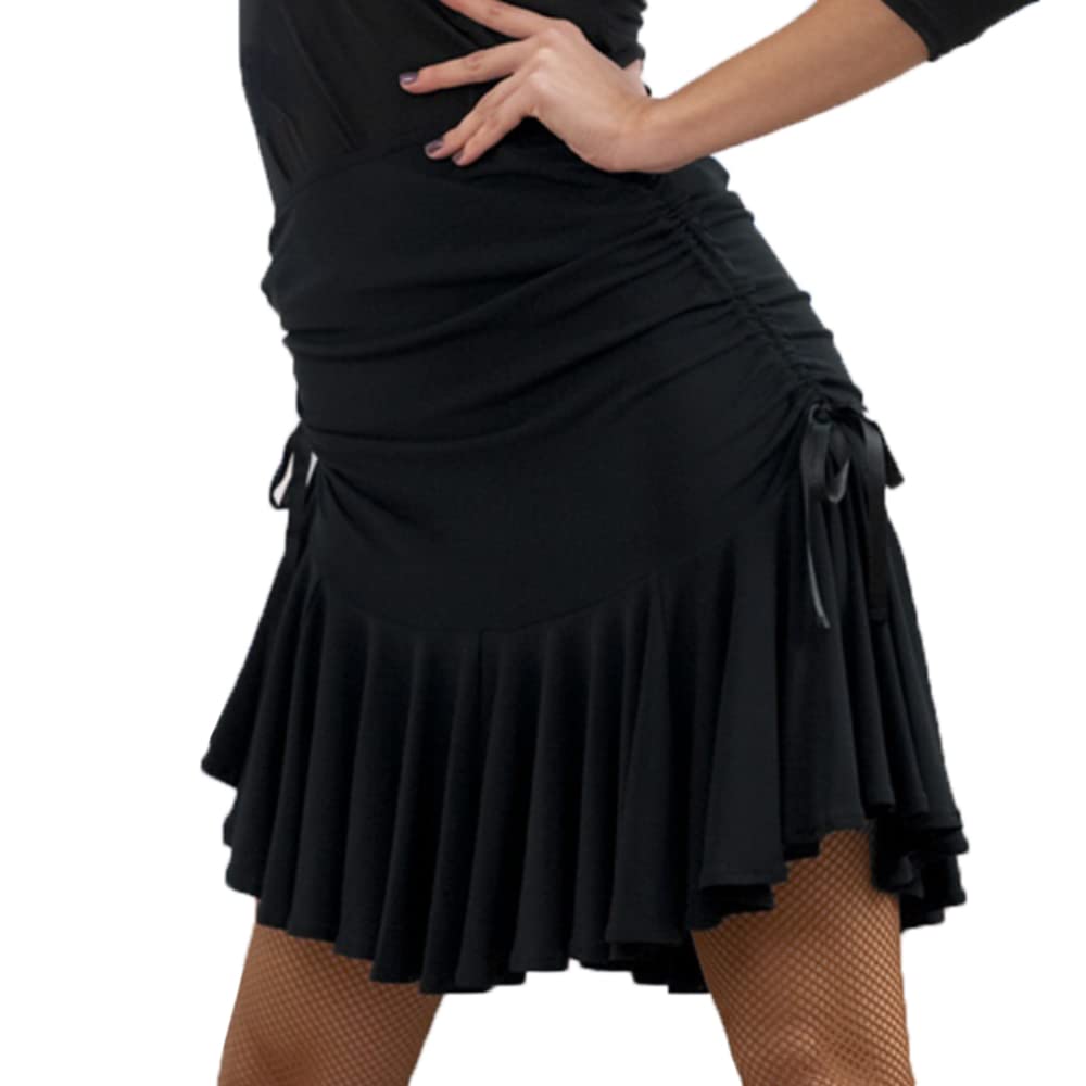 YM YOUMU Falda de baile latino con volantes y cordón para mujer, mini falda de patinador irregular para salón de baile Samba Chacha Tango