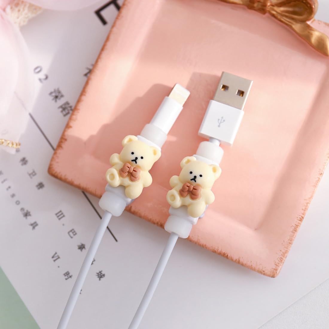 4 Protezioni Per Cavi Di Ricarica Con Stampa Orso - Compatibili IPhone E Android - Foto 7