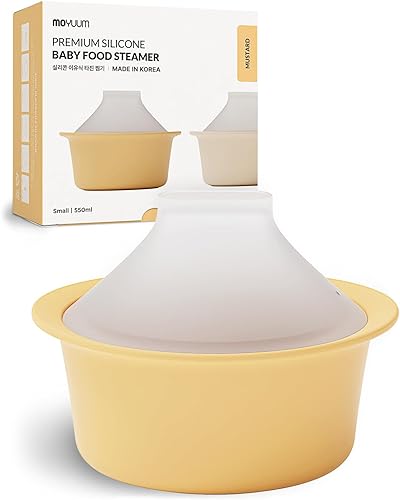 Moyuum Vaporizador de silicona para microondas, fabricado en Corea, cuenco para preparar alimentos para bebés con tapa, olla de vapor para huevos y