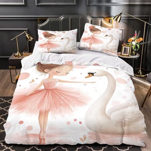 Housse de couette ballerine 140x200 parure de lit microfibre imprimée - 2