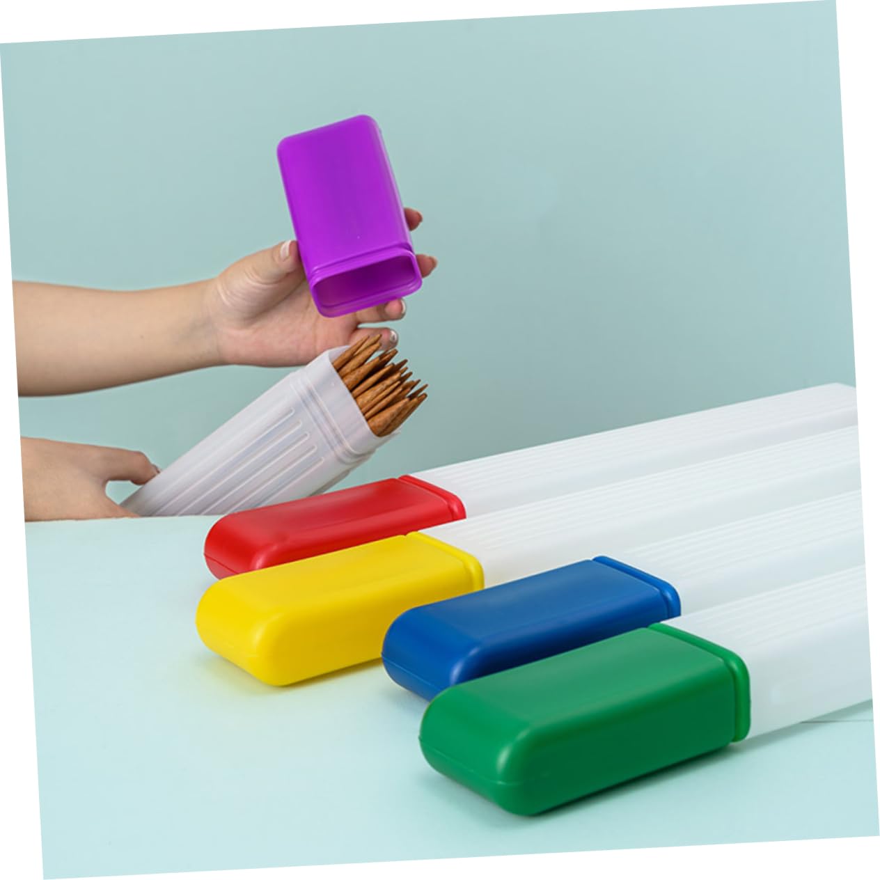 5piezas Contenedor De Agujas De Tejer Y Coser Caja De Almacenamiento Plástica Para Agujas De Punto Tubo Organizador Portátil