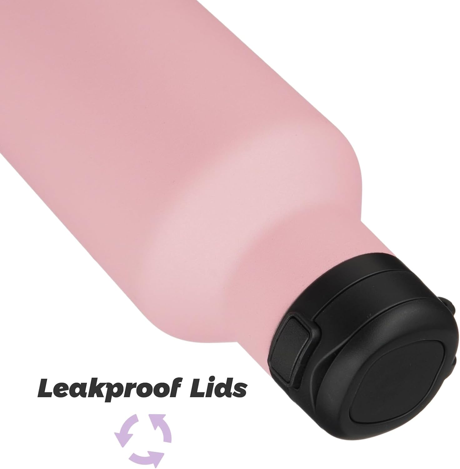 Insulated Water Bottle with Straw,17 OZ Double Wall Vacuum Stainless Steel Water Flask with 2 Lids,Pink - Image 4