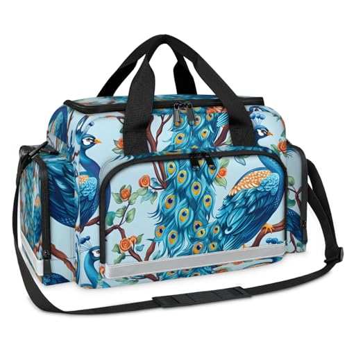 GzLeyigou First Aid Bags Empty, Colorful Peacock Emergency Bag First Aid Kit Multiple Compartment Kit Carrier On Call Trauma Bag For Paramedics Emergency Medical Supplies Kit