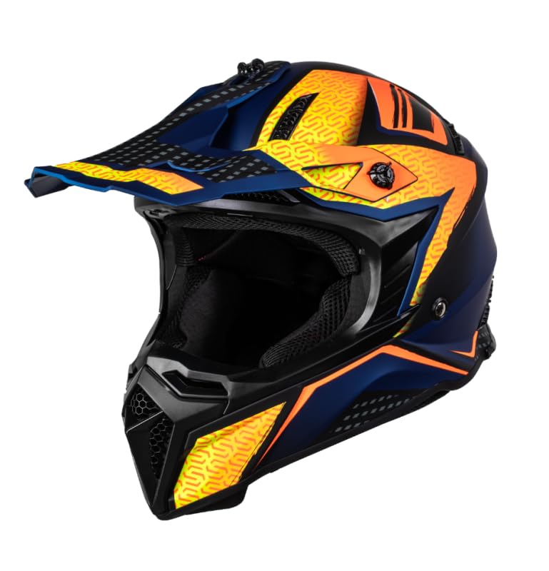 Motorradhelm Crosshelm MX-Helm Endurohelm MX322 blau/orange