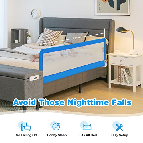 Honey Joy Bed Rail For Toddlers, 71-In Extra Long, Portable Safety Bed Guardrail W/Double Safety Child Lock, Foldable Baby Bed Rail Guard, Fit King & Queen Full Twin Size Bed Mattress(Blue, Pack 2) #TOP5
