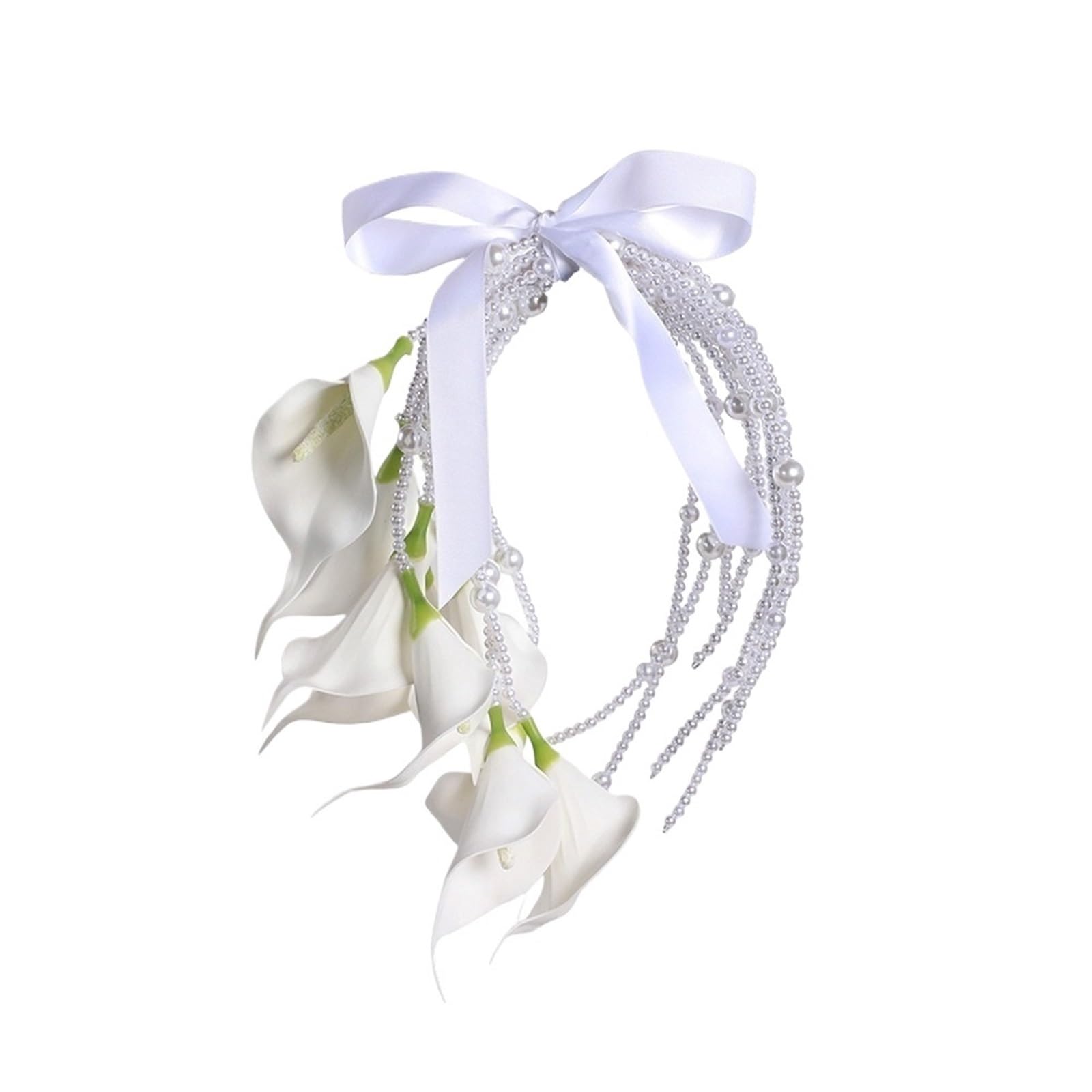 Gijmzy Brown1 Pearl Chain Waterfall Style Bridal Bouquet