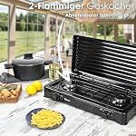 2 Flammiger Gaskocher Schwarz | Campingkocher | Gas Kochfeld | Gasherd | Hockerkocher | abnehmbarer Deckel | Camping Gaskocher 2-Flammig | Gas Kochplatte | 30mbar - 50mbar geeignet | – Bild 2