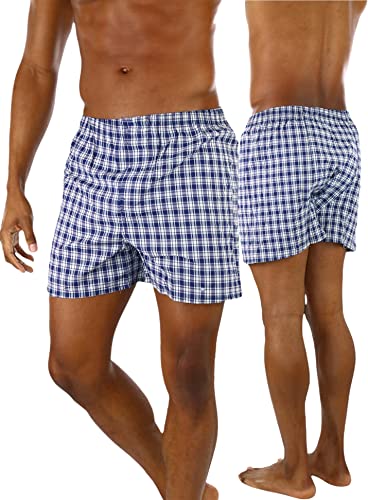 ToBeInStyle Men's Pack of 3 or 6 Button Fly Loose Fit Tartan Plaid Boxer Shorts3