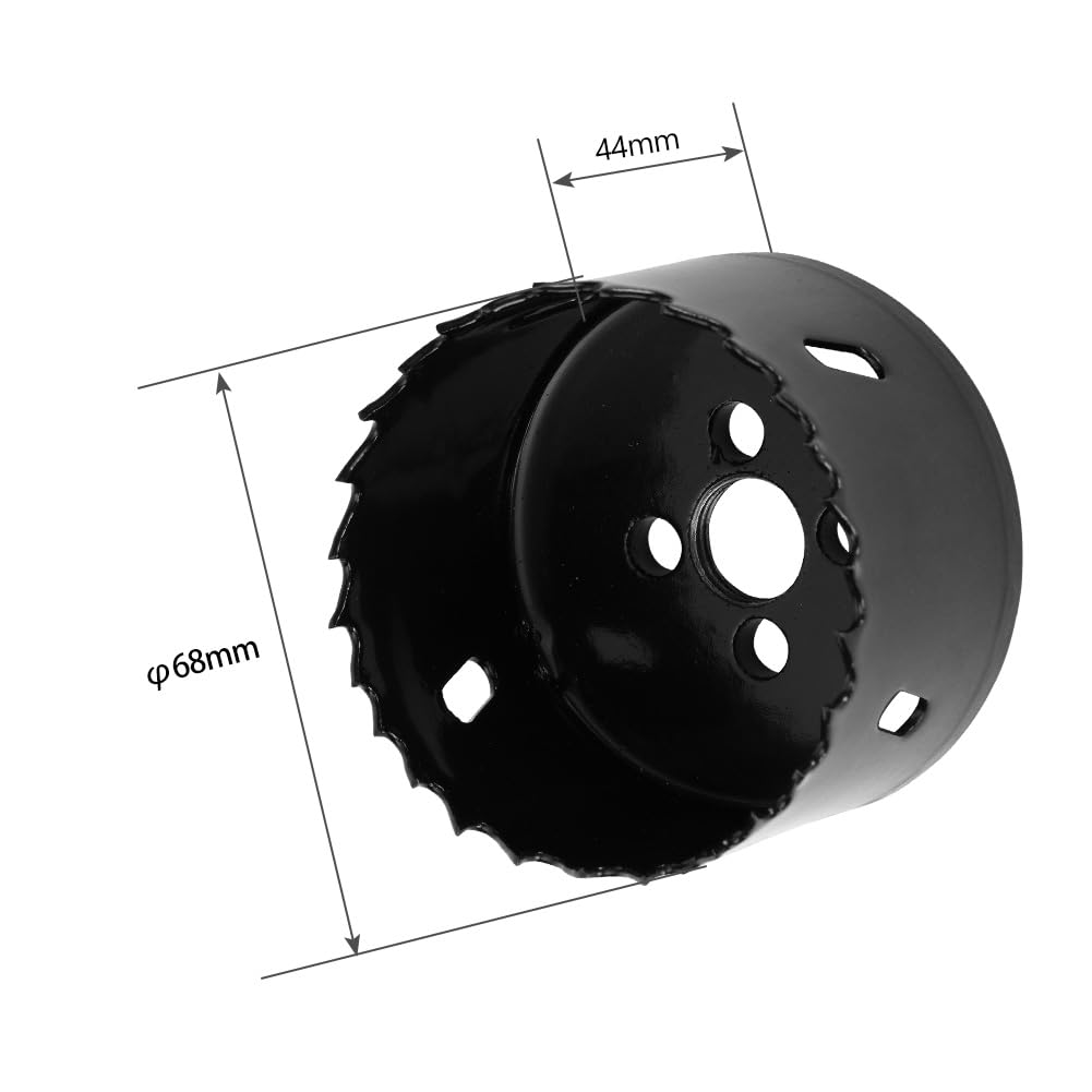 Flintronic Sierras de Corona 68mm, Sierra de Corona Bimetálica de 68mm, M42 HSS Bi-Metal Coronas Perforadoras, con Adaptador y Broca Piloto, para Metal Aluminio Madera PVC Plástico, Negro