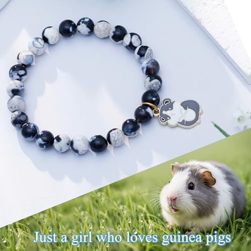 LIUANAN Guinea Pig Charm Amethyst Bracelet for Women Guinea-Pigs Spirit Jewelry Natural Stone Amethyst Gift for Animal Lovers Intuition Protection Crystal Gifts3