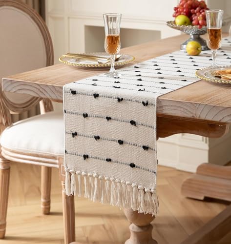 Image of Premium Boho Cotton Table Runner for 4 6 Seater Dining Table |Center Table |Coffee Table|Dining Table|Eating Area|Table Decor(14*72 INCHES)|Black DH| SZPR 038