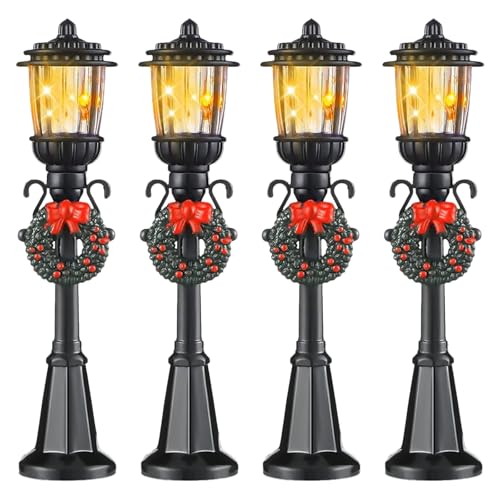 4 Stück Miniatur Straßenlaterne, Mini Warmweiße LED, Mini...