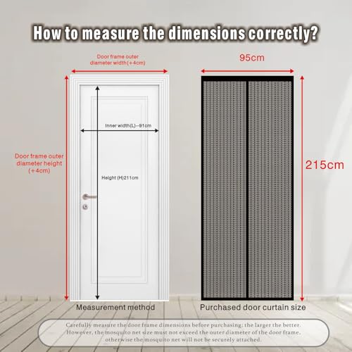 Moustiquaire de porte 125 x 211 cm noir avec fermeture aimantée automatique - 4