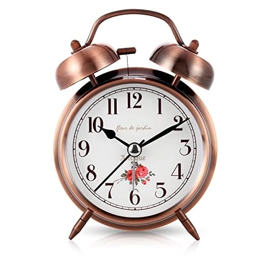Super Loud Alarm Clock For heavy sleepers,4 inches Twin Bell Alarm Clock with Backlight,Battery Operated,Silent Non Ticking,For Kids,Adults,Bedrooms,Retro decor Desk Analog Clocks. (Copper Red)