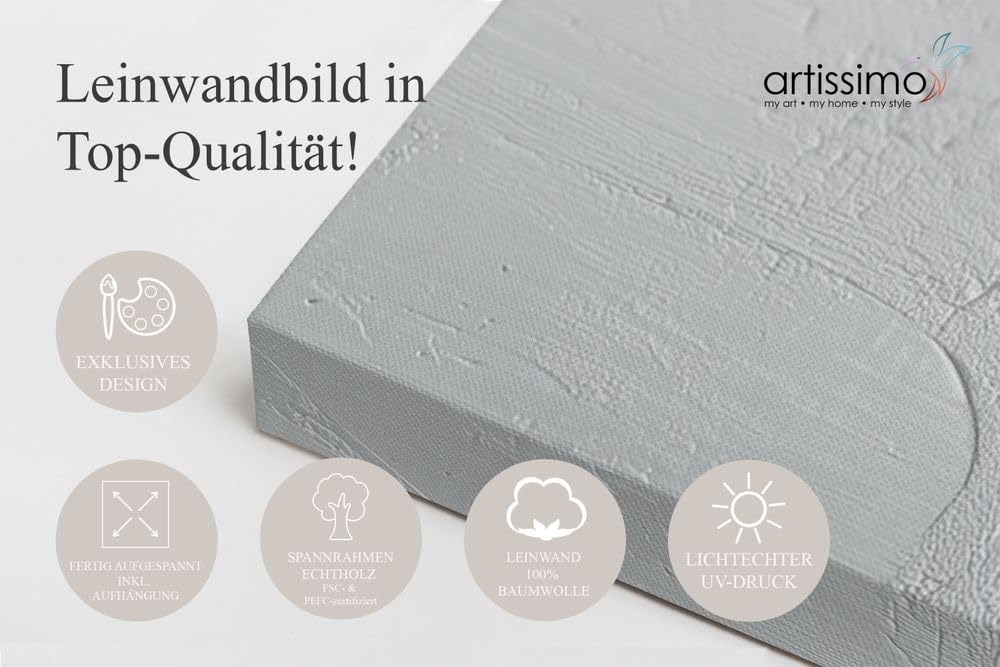 artissimo, modernes Leinwandbild 50x70 cm, AG5694, Abstraktes Motiv – Grau Beige Weiß, Bild auf Leinwand, Wanddeko aufhängefertig, Wandbild Wohnzimmer modern, Gemälde, Kunst, Strukturmalerei