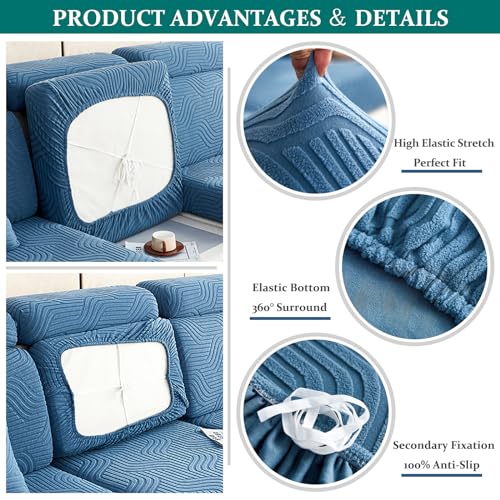 Housse de canapé extensible bleu pour protéger votre salon - 5