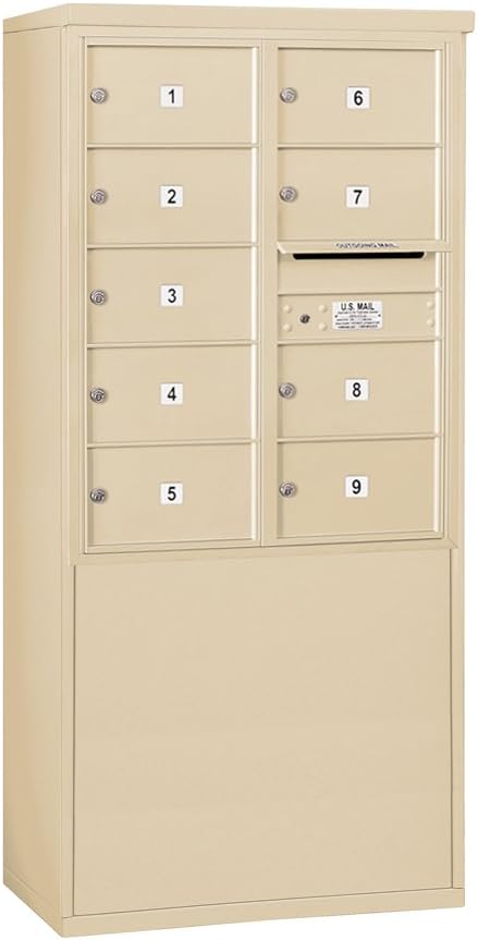 Salsbury Industries 3910D-09ZFU 4C Free Standing Horizontal, Front Loading, Double Column, 9 MB2 Doors, USPS Access, Bronze Mailbox