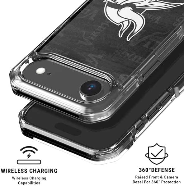 Skinit Clear Phone Case Compatible with iPhone 17 Air - Officially Licensed NFL Minnesota Vikings Black & White Design