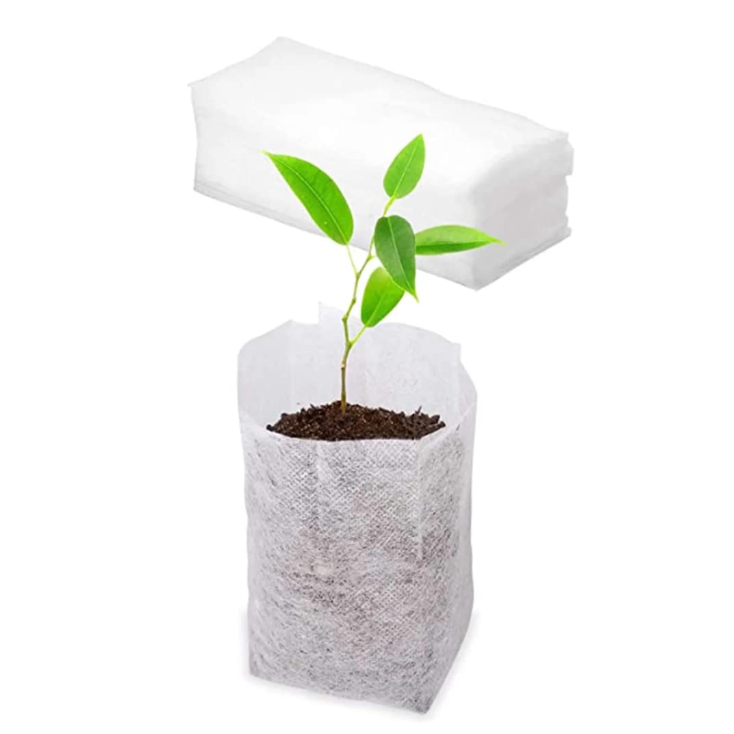 Licsaliwe Non-woven Plant Nursery Bags 100PCS, Fabric Seedling Pot Bag Plant Grow Bag for Garden Supply/14x16 cm