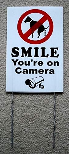 Peter Select NO Dog Poop - Smile You're ON Camera 8''X12'' Plastic Coroplast Sign with Stake Funny Retro Vintage Business Nostalgic Signs
