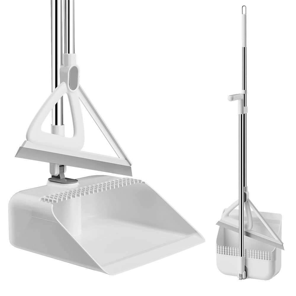 Haushaltsbesen mit Kehrschaufel, Kombi-Set, Luftbesen mit extra langem, verstellbarem Aluminiumgriff, Reinigungsmittel für den Haushalt (M1)