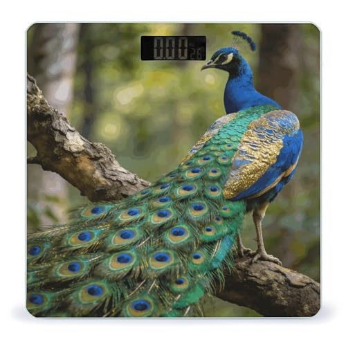Báscula digital Colorful Peacock para baño, precisión 400lb