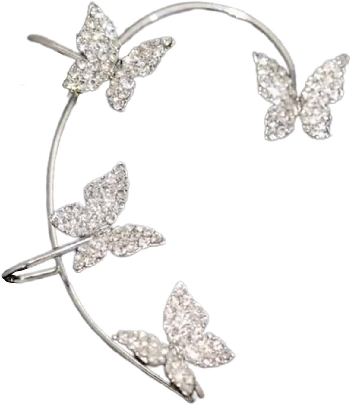 oAtm0eBcl Simple Cute Rhinestone Earrings, Fashion jewelry,1Pc Clip Earring Butterfly Rhinestone Jewelry Temperament Delicate Ear Cuff for Wedding