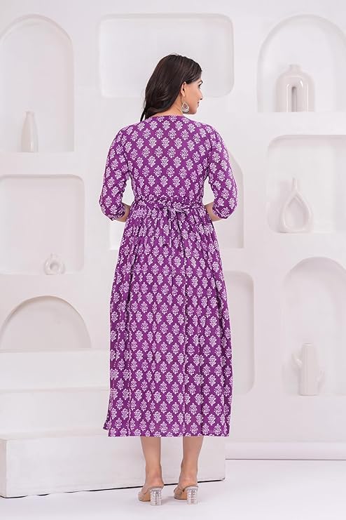 Image of Women Feeding Kurti for Women Cotton Maternity Kurta with Nursing Zip for Pre & Post Pregnancy
