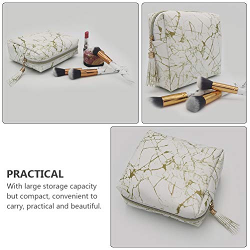Amosfun Bolsa de maquiagem para cosméticos, bolsa de maquiagem com design de mármore, bolsa de maqui