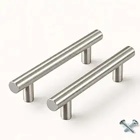 Kit Puxador Em Aço Inox Tubular Haste Redonda Para Móveis Gavetas Armários (1, 9,6cm)
