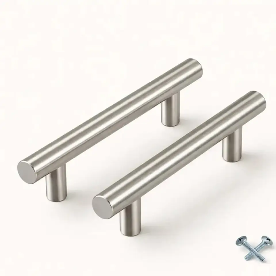 Kit Puxador Em Aço Inox Tubular Haste Redonda Para Móveis Gavetas Armários (1, 9,6cm)